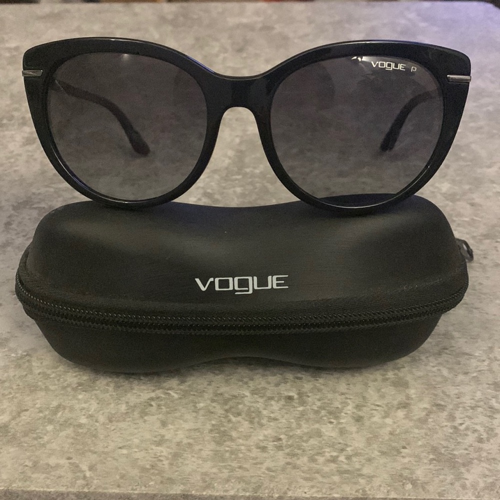 Vogue Black Polarized Cat Eye Sunglasses